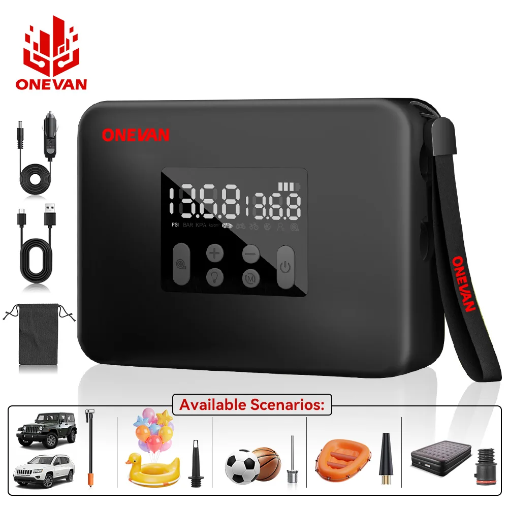 

Электрический воздушный насос ONEVAN, 300 л/мин, воздуходувка, зарядка в автомобиле, шариковый насос для накачивания шин, многофункциональный насос для накачивания, инструменты с зарядным устройством