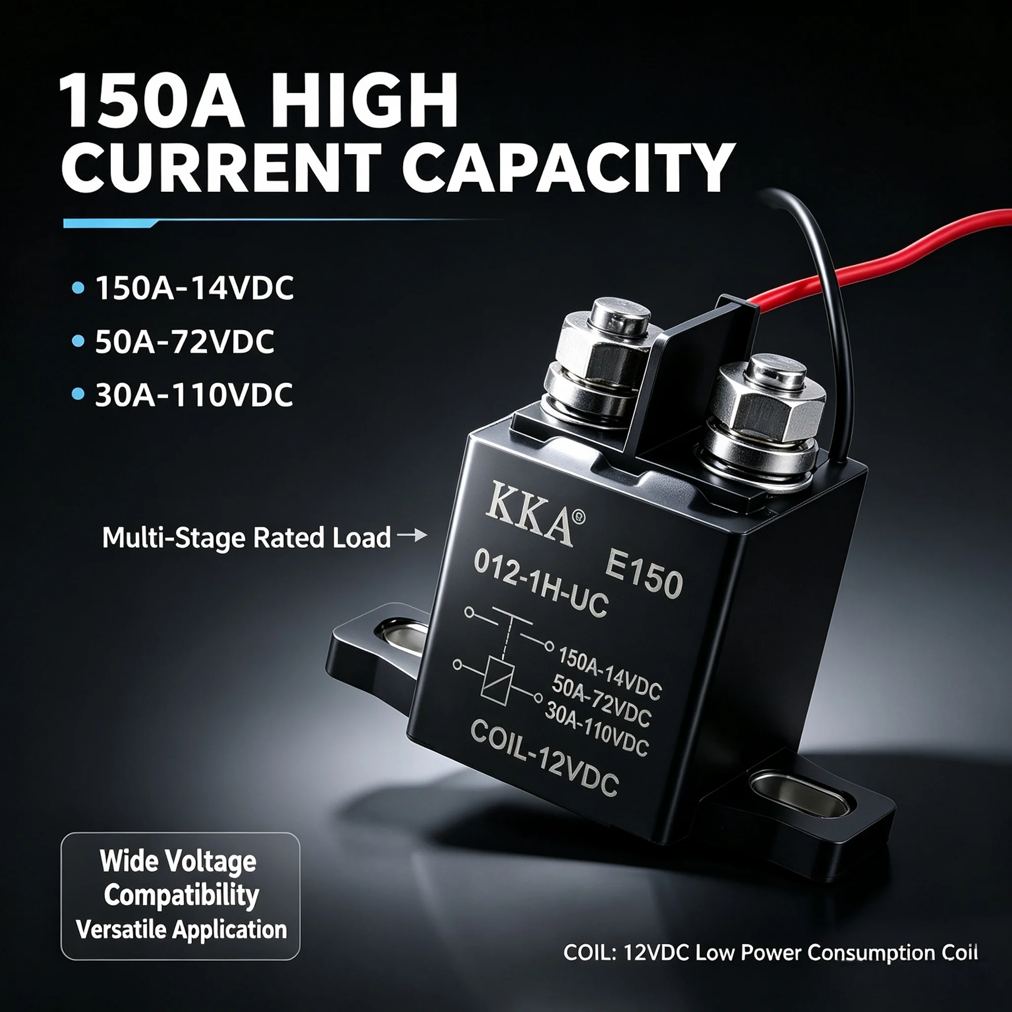 [2pcs/box]KKA-E150 High Current Relay 12V 150A Vertical and Horizontal Heavy Duty Auto Starter Relay for Car Truc