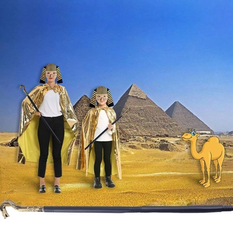 39bd Egyptische kostuumaccessoires Golden Cape Cloak Egyptisch masker Venetianen Mask Halloween Cosplay kostuum voor kinderen