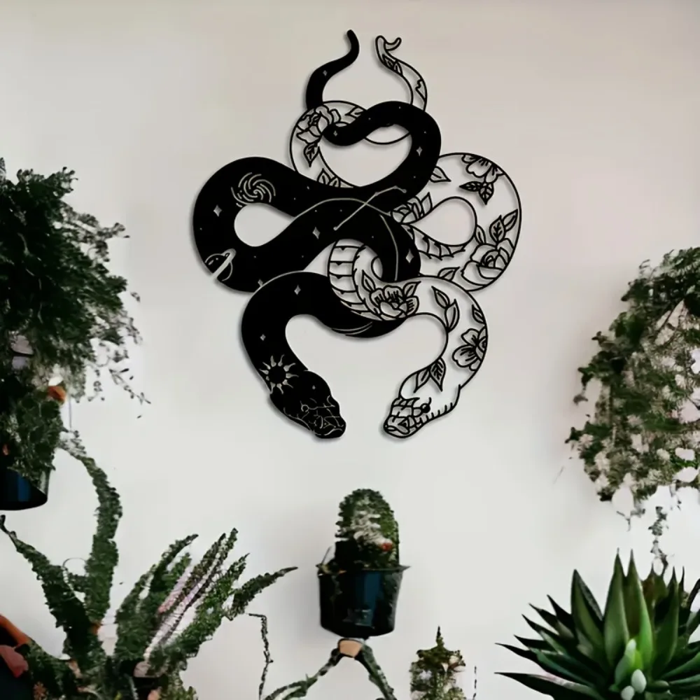 CIFBUY Two Headed Serpent Metal Wall Art Gothic Style Indoor Outdoor Decor Modern Luxury Home Accents Iron Craft Hanging Ornamen