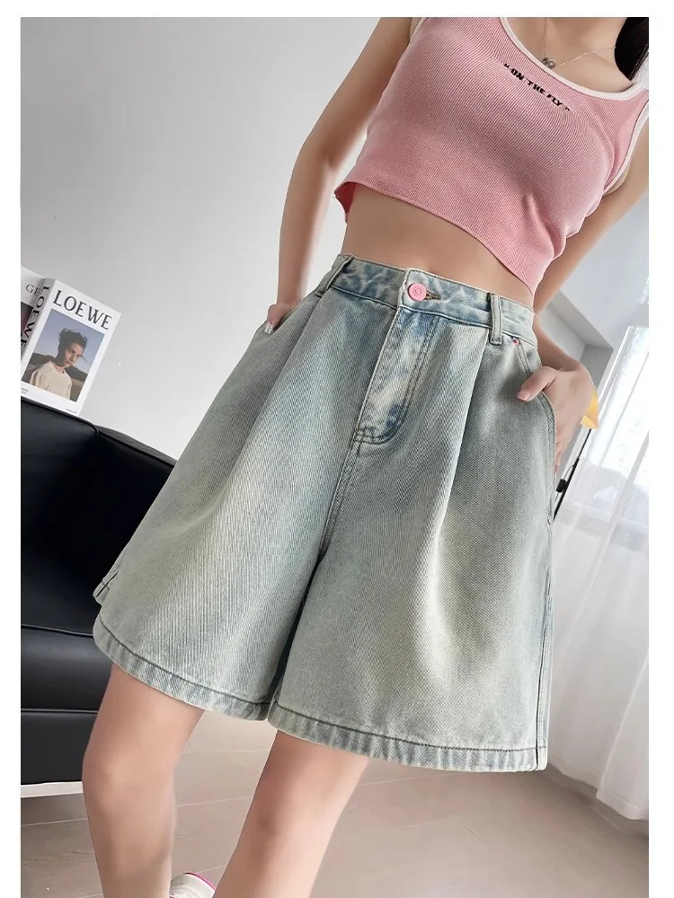 

Fashion High Waist A-Line Shorts Wide Leg Denim Five-Point Pants Loose Fit Casual Summer New Arrival Ladies Jeans Shorts