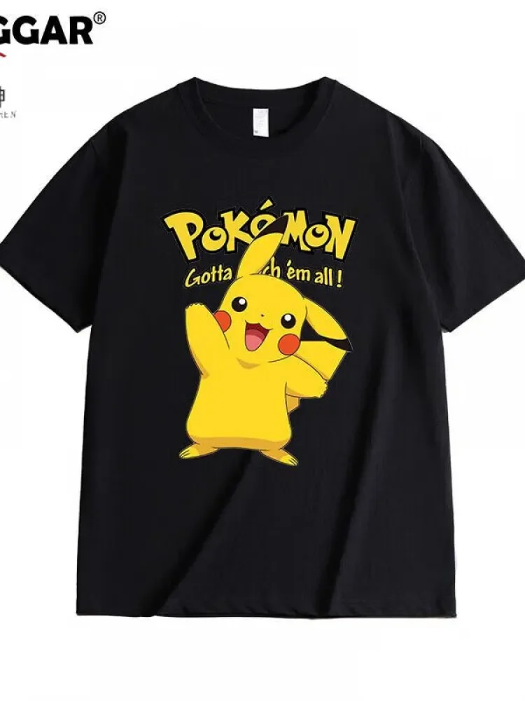 

Pokémon Anime Printing Oversized Cotton T-shirt Men and Women Breathable Fashion Leisure Y2K Children's Clothing Summer T-shirt