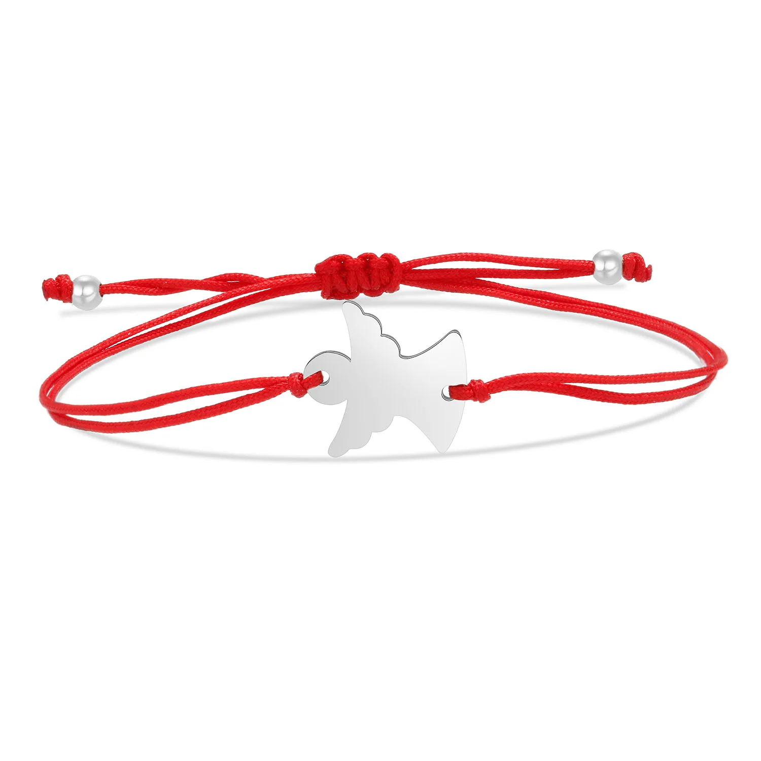 Gold-plated Stainless Steel Good  Polished Smooth Angel Charm Bracelet Women Simple Red String Handmade Adjustable Jewelry Gift