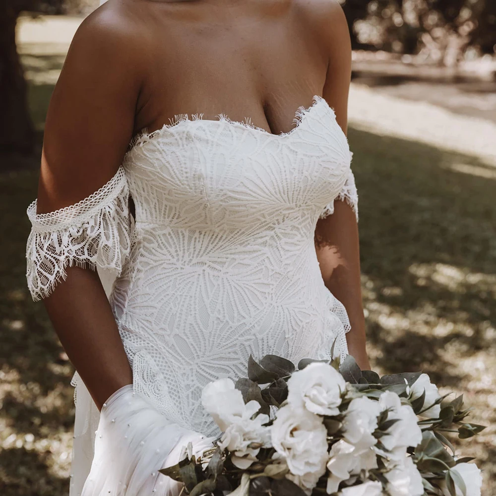 Robes de mariée sirène chérie pour femmes, dentelle de mariée Boho, hors des patients initiés, robes dos nu, 2022