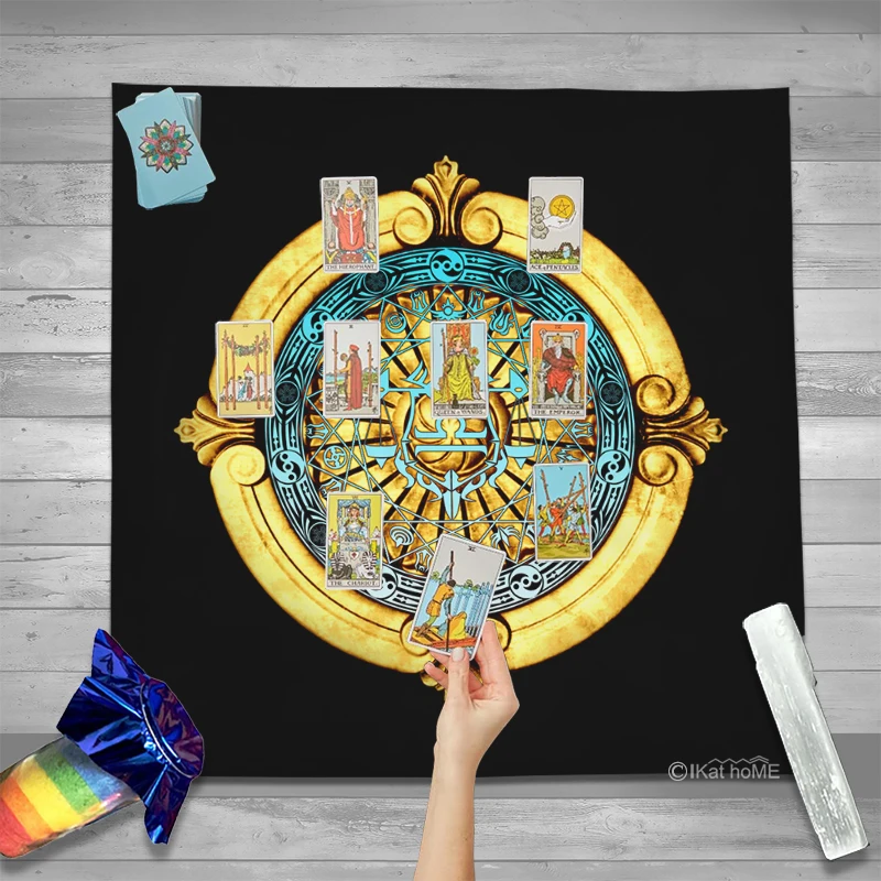 دائرة سحرية خرافية عقدة سلتيك التارو الجدول مذبح القماش ، لوحة لعبة الميتافيزيقية حصيرة ، مفرش طاولة علم التنجيم ، لوحة بطاقة أوراكل