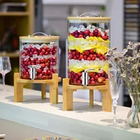 5-8L Glass Beverage Barrel Dispenser Water Bottle with Stainless Steel Borosilicate Faucet Storage For Whisky Kitchen Bar Jar