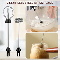 Electric Whisk Handheld Milk Frother Egg Beater Automatic Mixer 2 Whisk Heads 3 Speeds Low Noise Rechargeable USB for Home