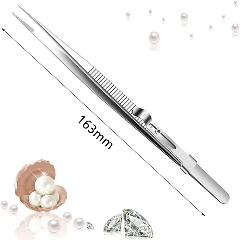 Stainless Steel Tweezers Adjustable Slide lock Antistatic Tweezers Jewelry Making Tool For Electronic Component Repair Tools