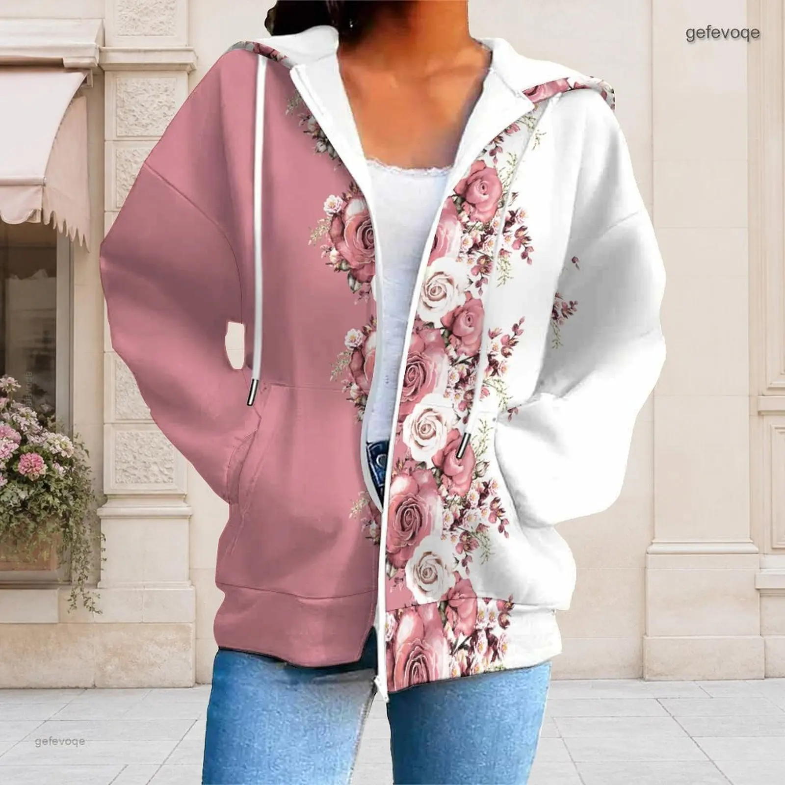 Ropa de otoño con estampado gráfico, de talla grande, para mujer, con capucha, suave, ropa de talla grande para mujer, ideal para ir de compras y para el uso diario.
