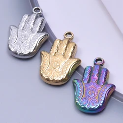 5pcs Hamsa Hand of Fatima Charm for Jewelry Making Supplies Stainless Steel Pendant DIY Necklace Jewelry Accessories Materials