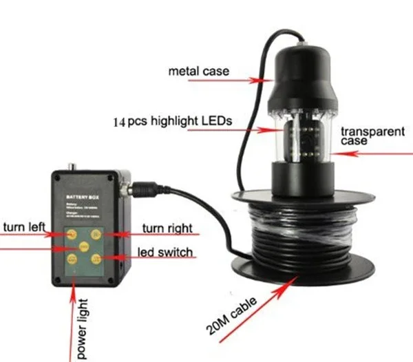 Kamera CCTV Bawah Air HD Layar LCD 7 inci dengan Kabel 20m, Kamera Dapat Diputar 360 Derajat