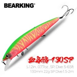 BEARKING 130mm 22g SP Hot fishing lures, assorted colors, minnow crank Tungsten weight system wobbler model crank bait