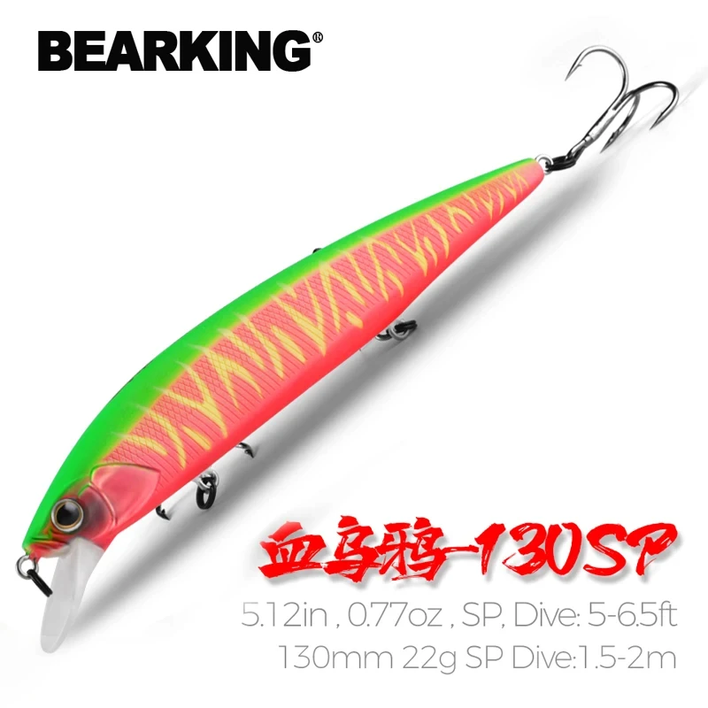 BEARKING 130mm 22g SP Gorące przynęty wędkarskie, różne kolory, korba minnow System ciężarków wolframowych model wobler korba przynęta