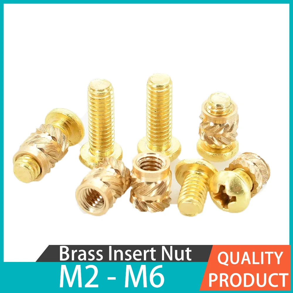 3D Printer Laptop Insert Nut Set Knurled Thermal Fusion Heated Insert Nut Brass Threaded Nut Insert Brass Screw Bolt Kit