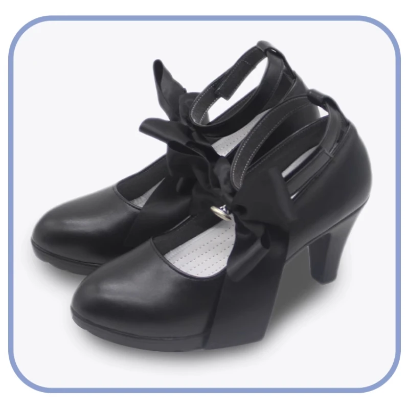 لعبة الأزرق الأرشيف Iochi Mari تأثيري أحذية الكبار للجنسين جلدية عالية الكعب أحذية سوداء زي الهالوين الدعائم الملحقات