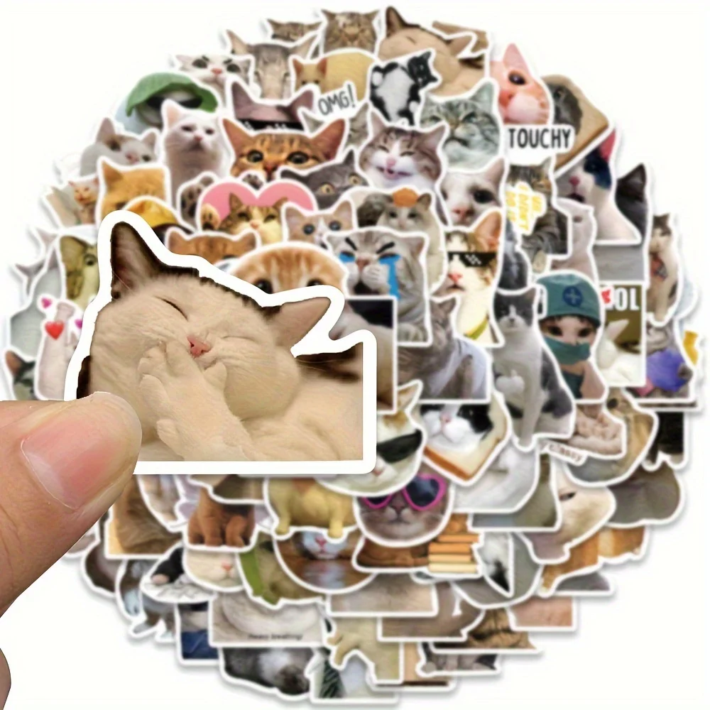 100pcs Funny Cute Cat MEME Animals Stickers Kawaii Decals Scrapbooking Notebook Luggage Laptop Skateboard Sticker Toy