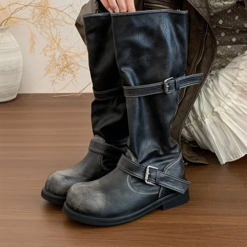 

High Boots Women Flats Winter Shoes Designer 2025 Trend New Knee High Gladiator Knight's Boots Elegant Woman Botas Mujer Zapatos