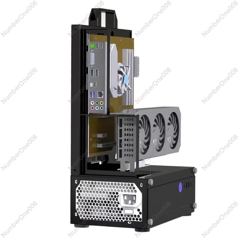 

Open Frame PC Case, Small Form Factor Desktop Computer Chassis, Support ATX/MATX Motherboard, 240/360mm Water Cooling, Vertical