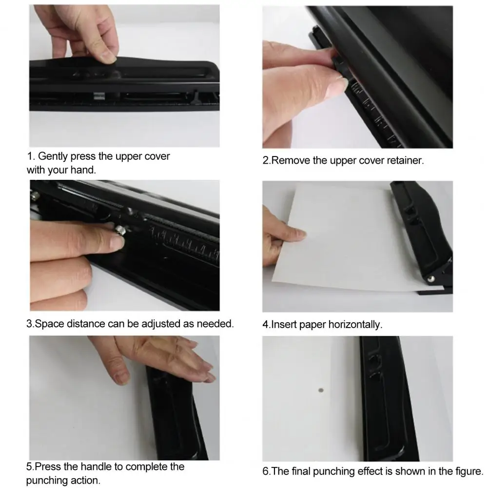 Perforadora de escritorio eficiente y duradera, perforadora de 3 agujeros con bandeja integrada, Base antideslizante para uso en el hogar y la Oficina, Metal resistente