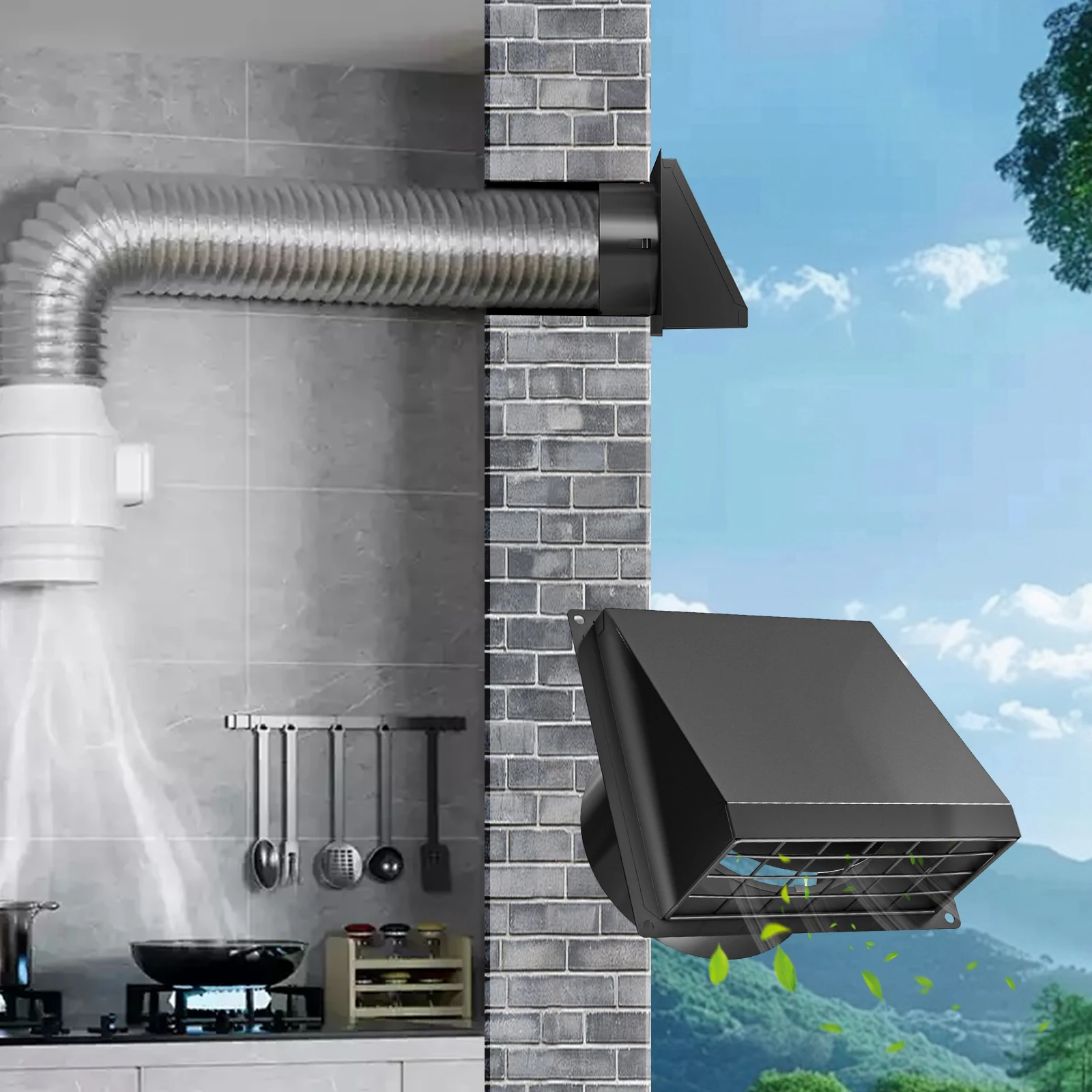 

4 Inch Dryer Vent Cover Outside with Removable Mesh Wall Mount Extractor Vent Metal Exterior Vent Cover for House