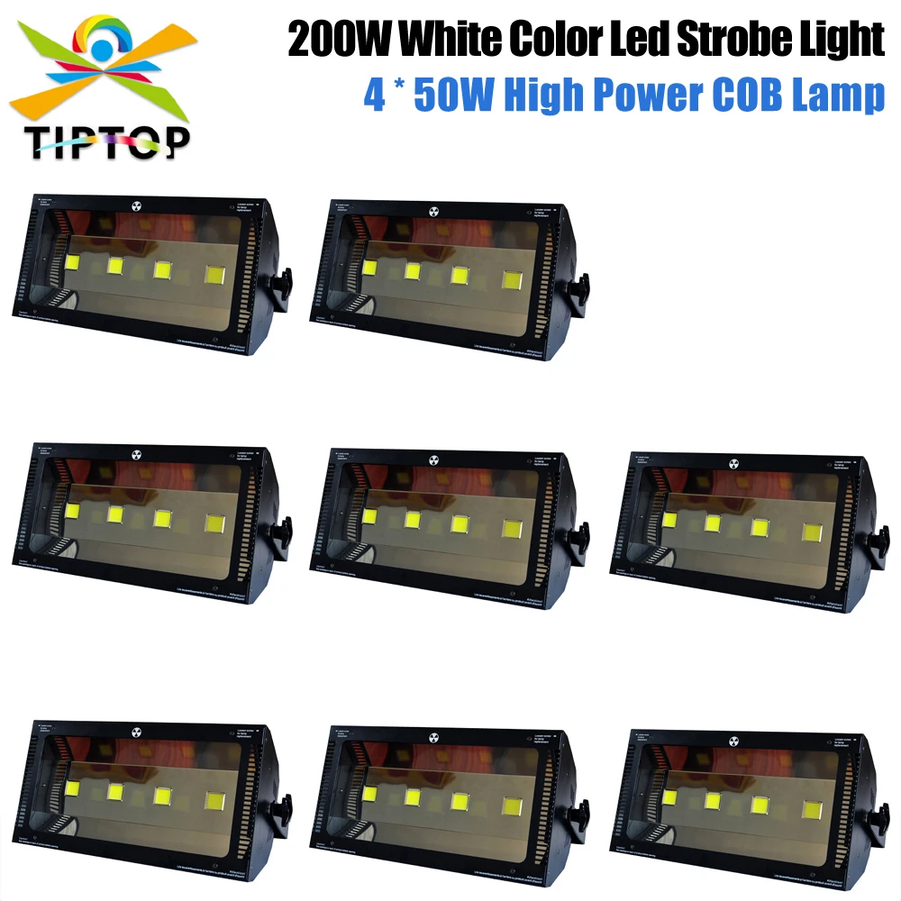 TIPTOP White Color 4x50W COB Pixel Led Strobe Light Stage Blinder Light Glass Surface 4 Eyes Wedding Party Holiday Light