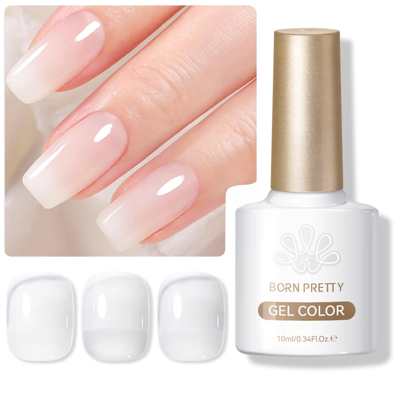 BORN PRETTY 10ml Milky White Gel Nail Polish Burgundy Red Black White Soak Off UV LED Gel Varnish for Halloween Nails DIY