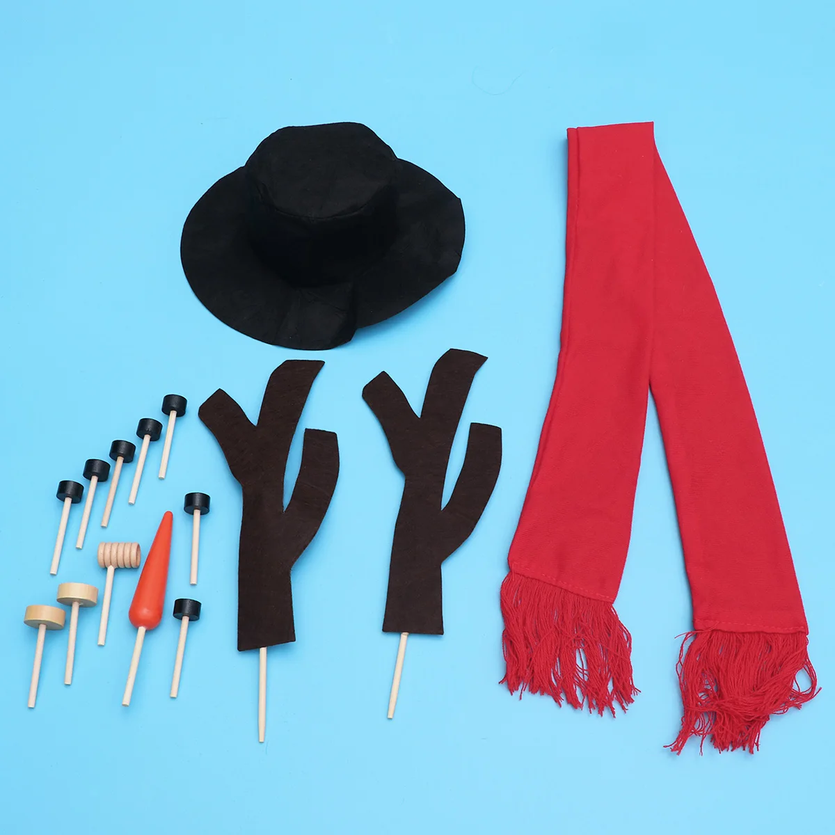 

15pcs Snowman Dress Up Kit Cloth Wood Christmas Decoration Set Hat Scarf Nose Accessories Building Family Gift Activity