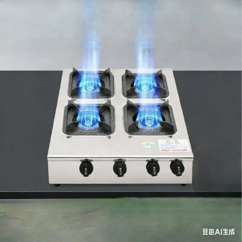 

Commercial porous gas stove 4 heads 8 heads liquefied gas stove multi head hot pot casserole Malatang steak cooking
