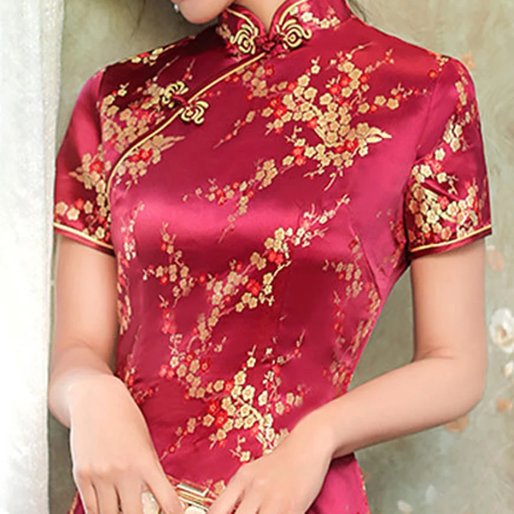 للمناسبات الخاصة فستان شيونغسام للنساء للاحتفالات التقليدية فستان أنيق بياقة واقفة مقاس S 2XL