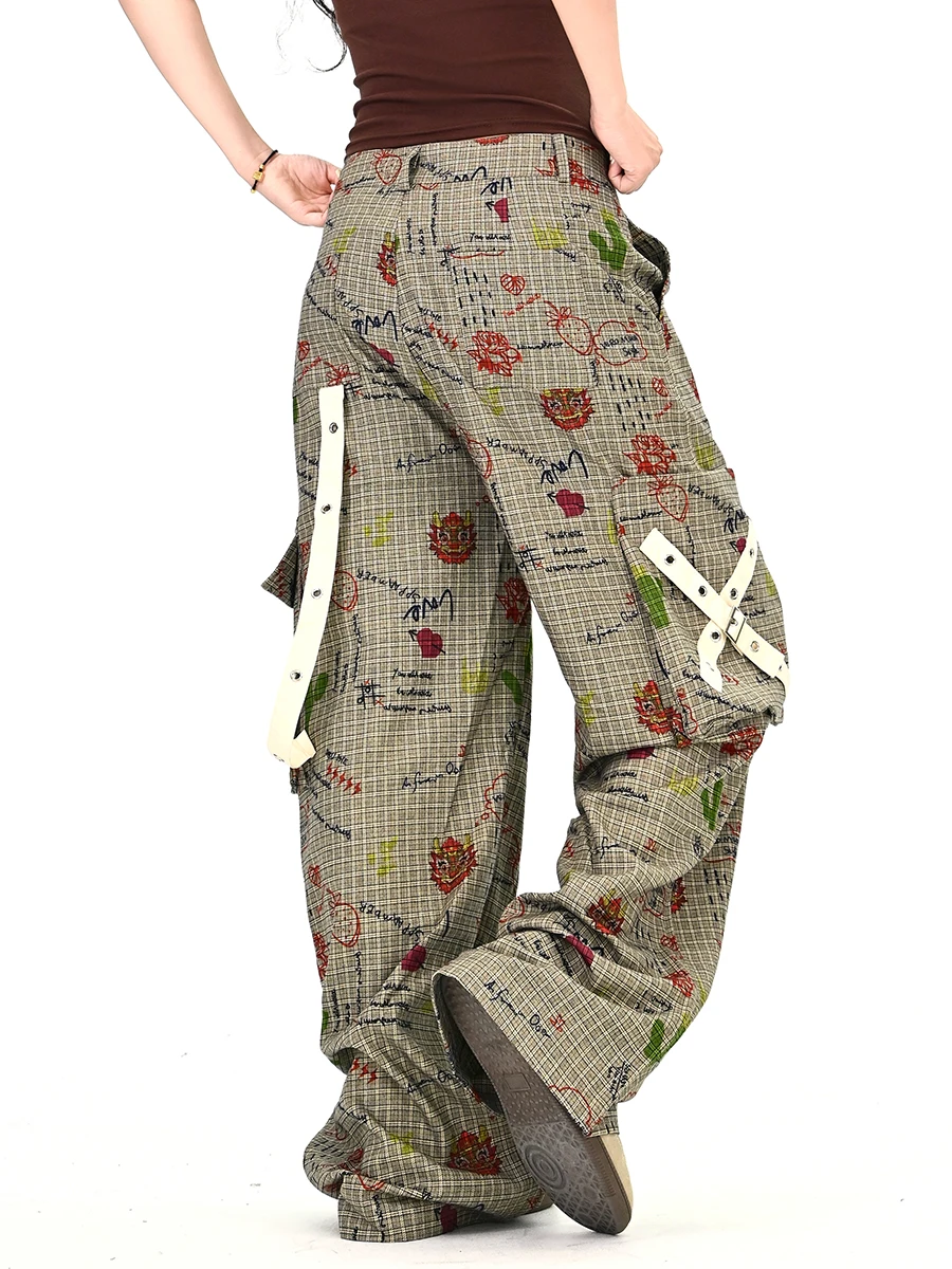 

Женские повседневные брюки Deep ey fiti в мультяшном стиле, свободные, широкие, модные, брендовые, осенние, новые, уличный стиль, с завышенной талией