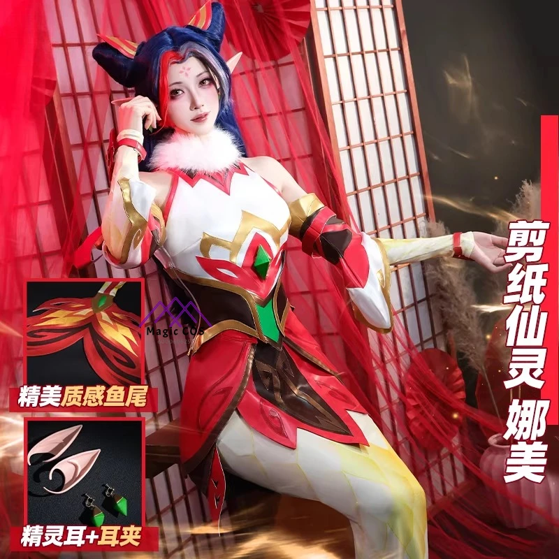 

Hottest Game Cosplay Papercraft Costume Anime Nami Role Playing Clothes Fashion Red Dress Fishtail for Women Comic Con Outfit