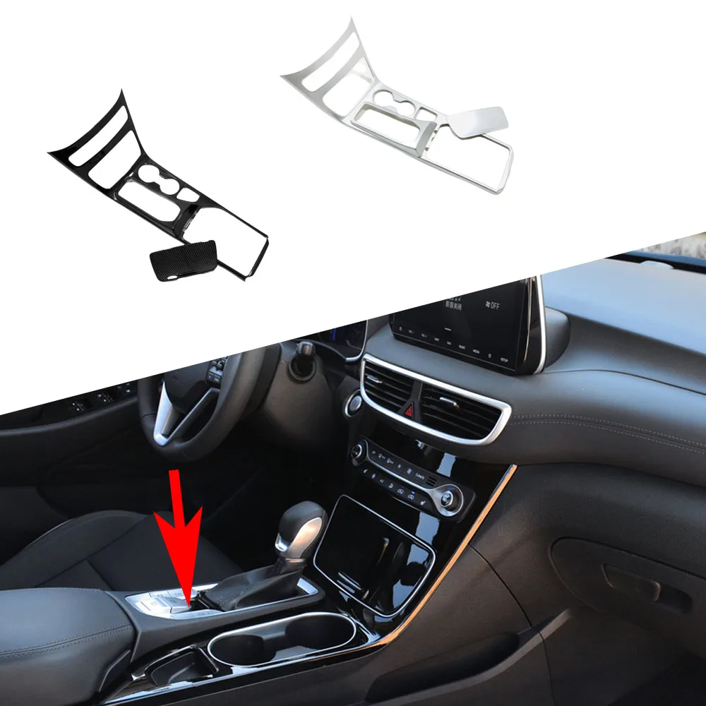 

Car ABS Sitck Inner Middle Handbrake Gear Panel Shift Stall Paddle Cup Switch Frame Trim 2PCs For Hyundai Tucson 2019 2020 2021