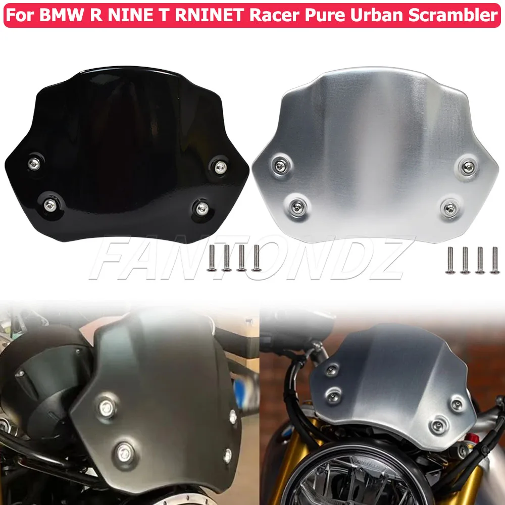 

Motorcycle Windshield For BMW R NINET NINET RNINE T 9 T Racer Pure Urban Scrambler 2014-2023 Aluminum Wind Deflector Windscreen
