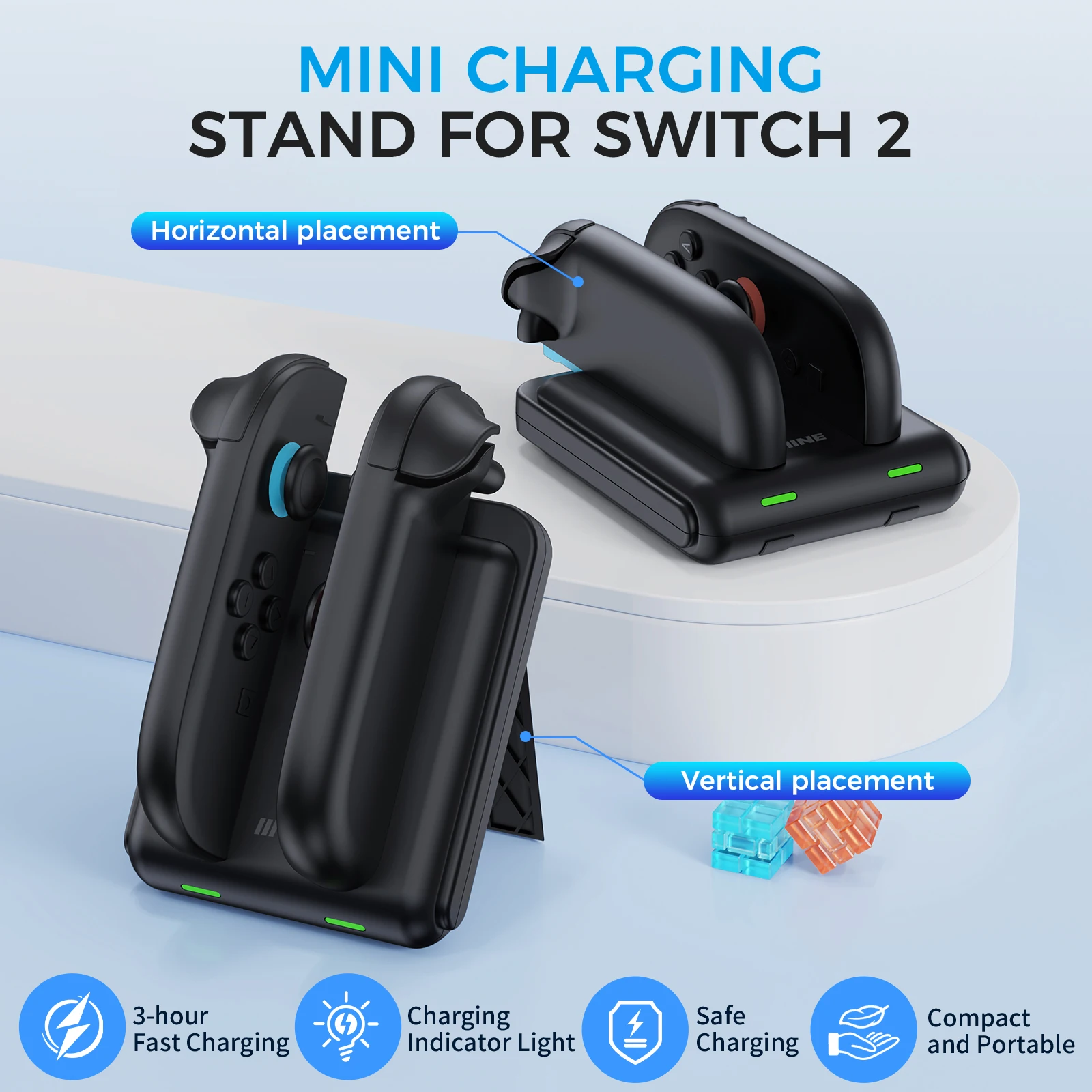 IINE Mini Charging Stand for Switch 2: 3 - hour Fast Charging, Safe Charging, Compact and Portable, Charging Indicator Light