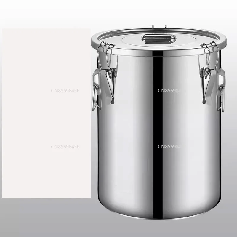 

Premium 304 Stainless Steel Sealed Bucket for Commercial Kitchen Rice Oil Tea Brewing Thickened Storage