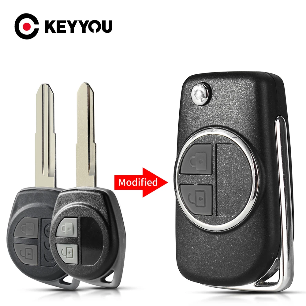 KEYYOU For Suzuki SX4 Swift Grand Vitara Black Key Fob Cover Modified Flip Key Case Cover Replacement Housing Case HU133R Blade