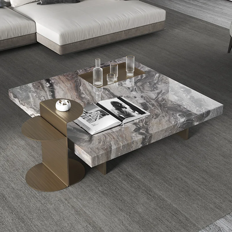 Natural marble coffee table Venice brown luxury stone modern minimalist living room home villa luxury high-end designer