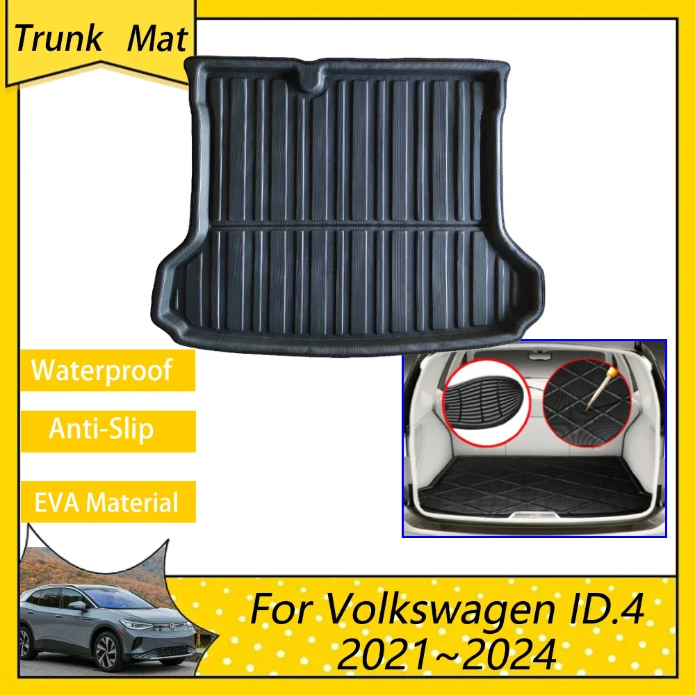 

Car Rear Trunk Mats For Volkswagen VW ID.4 ID 4 ID4 2021 2022 2023 2024 Luggage Cargo Boot Waterproof Carpet Auto Accessories