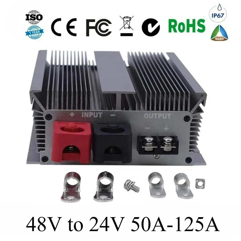 48 Volt to 24 Volt 48V to 24V 50A-125A Switching Power Converter Step Down DC-DC Transformer Buck RegulatorTruck Voltage