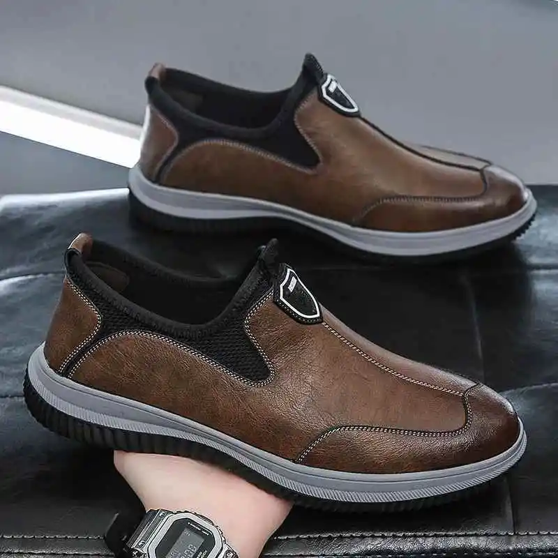 Men's Chef Work Shoes Spring Anti-Slip Waterproof Oil-Resistant Wear-Resistant Kitchen Casual Leather Shoes Labor Protection