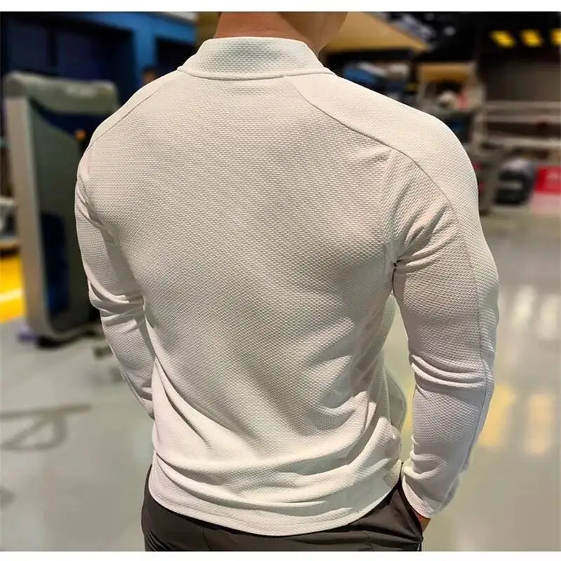 

Spring Quick Drying Sports Jackets Men Stand Collar Zip Jacket With Pockets Running Gym Riding Coats Outdoor Sportcoat Man