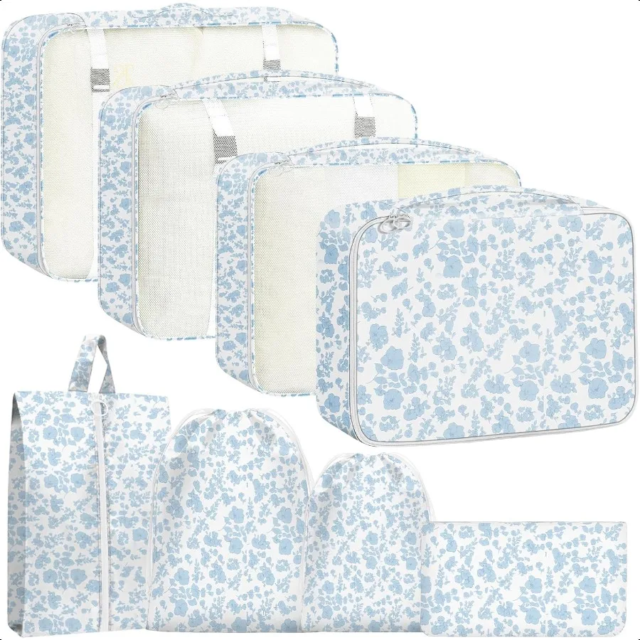 

Packing Cubes for Travel 8 Set Lage Organizer Bags for Family Mesh Breathable Packing Cubes for Suitcases Durable Travel ential