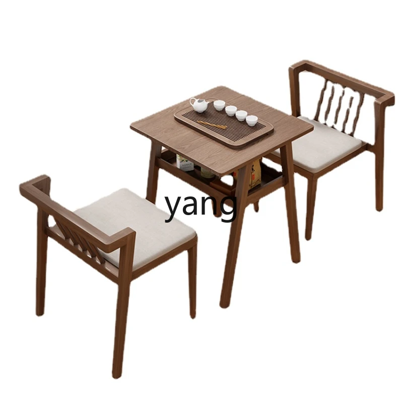 

C X Solid Wood Balcony Small Table and Chair Three-Piece Combination Creative Leisure Chair Home Tea Drinking