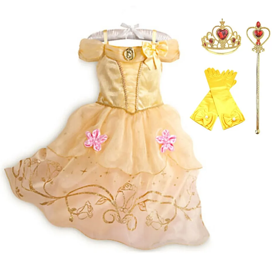 Children Princess Costume Party Fancy Flower Vestido New 2024 Christmas Birthday Carnival Dress Up Rapunzel Belle Disguise Frock