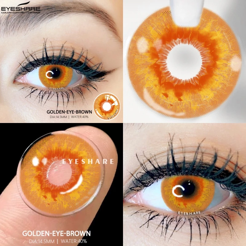 EYESHARE 2pcs Crazy Style Color Contact Lenses For Eyes Cosplay Colored Lenses Yellow Contact Lens Yearly Halloween Contact Lens