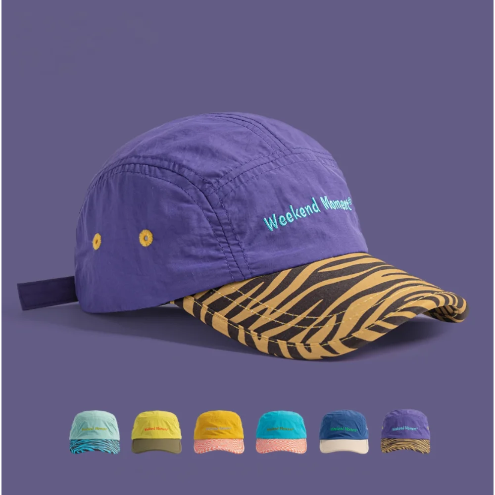 5 Panel Baseball Cap Curved Brim Mesh Quick Dry Hat for Men Women Letter Color Block Outdoor Running Casual Sport Cap