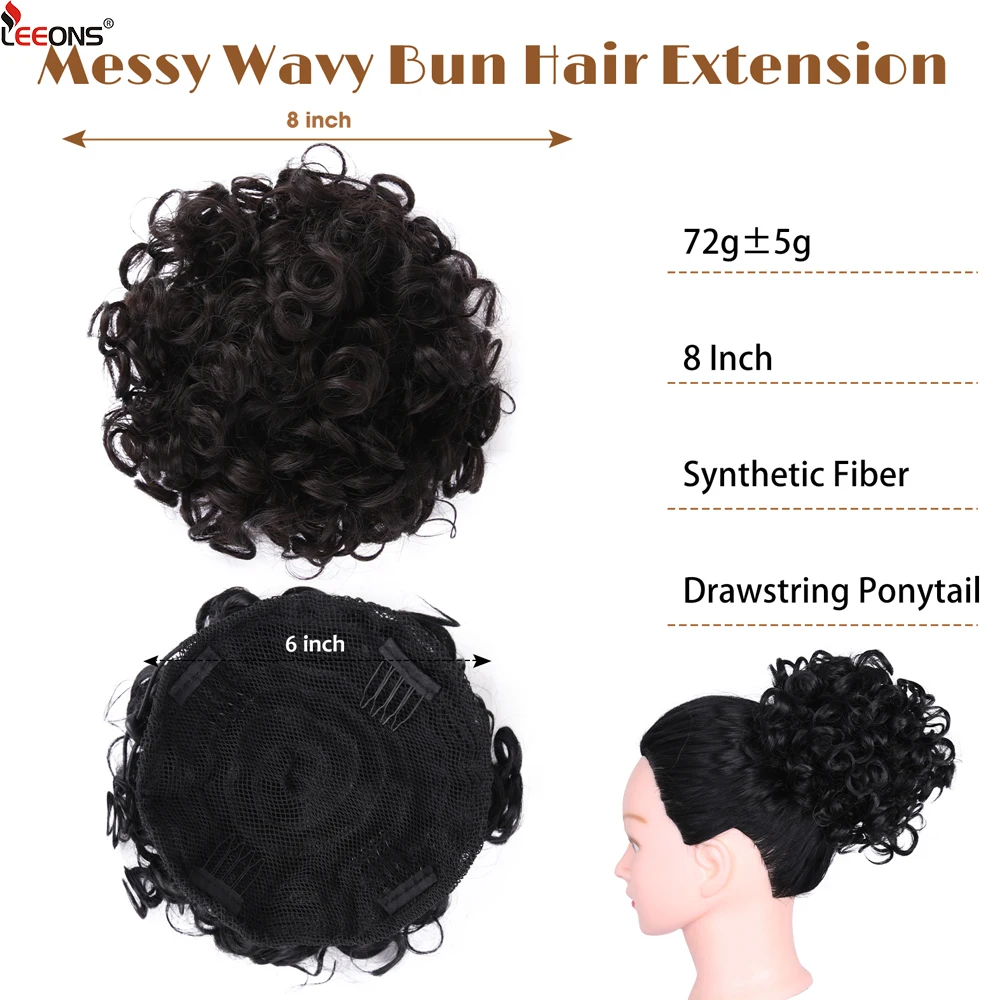Women's Drawstring Curly Hair Bun Extension, Short Ponytail