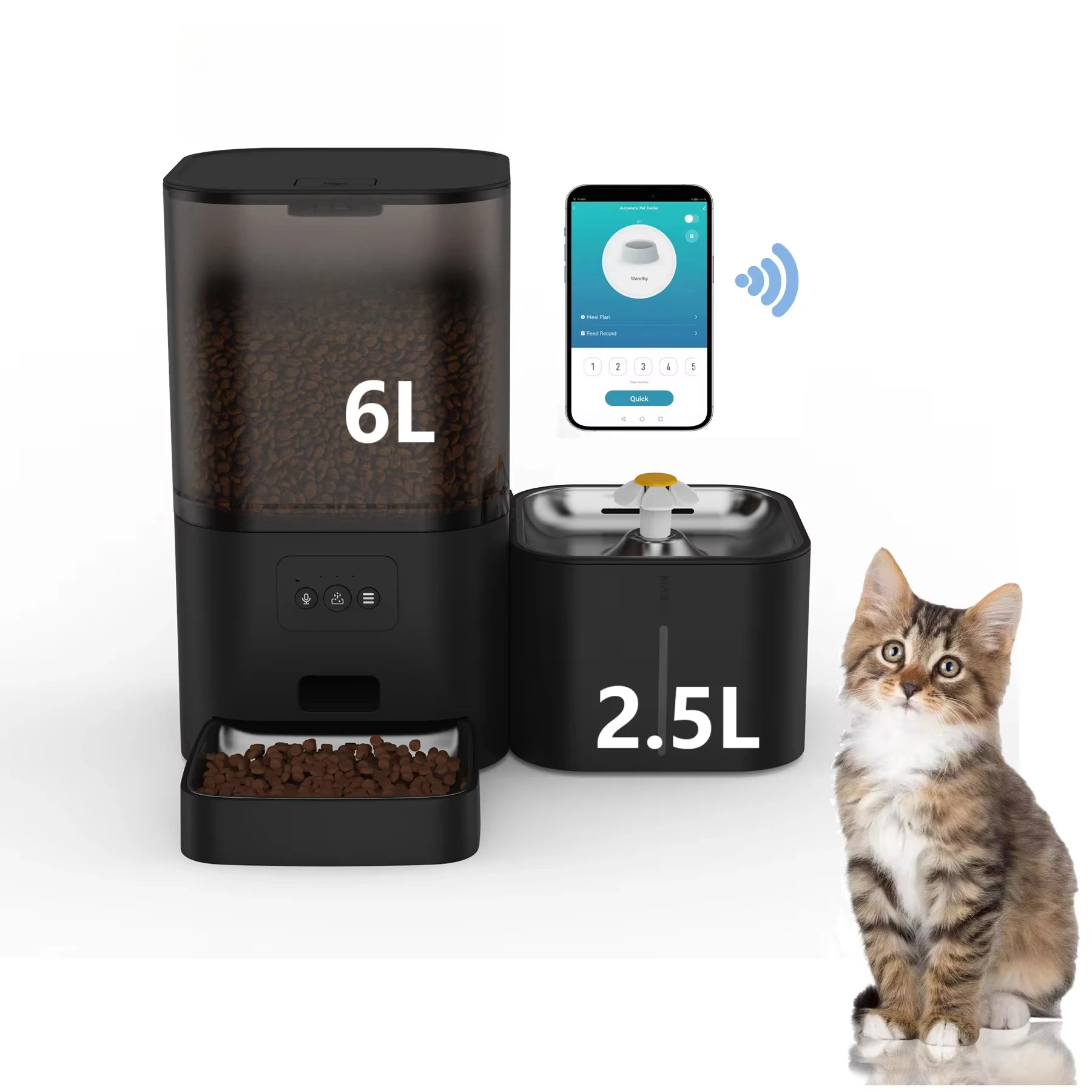 

Wifi APP Control Voice Call Function 6L Dog Cat Food Dispenser Timed Pet Feeder Food and Water 2 in 1 Smart Automatic Pet Feeder