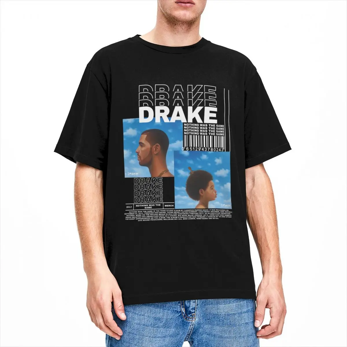 Hiphop Drake Nothing Was The Same Apparel T-Shirts Men Women Hip Hop Drake Homage Vintage Cotton Graphic Printing Clothing