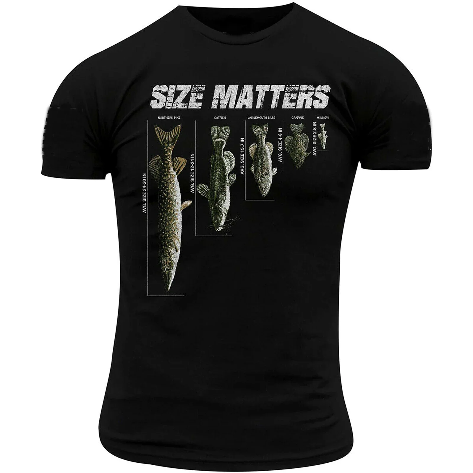 

Fish Size Matters. Funny Fisherman Angler Gift T-Shirt. Summer Cotton O-Neck Short Sleeve Mens T Shirt New S-3XL